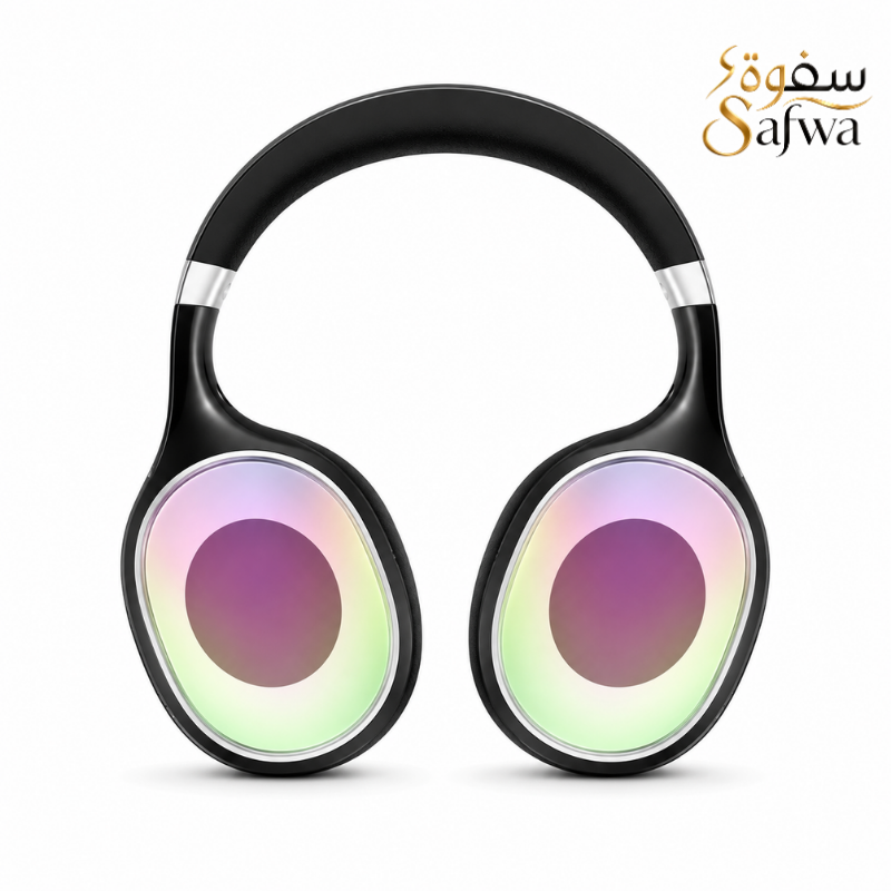 سماعات رأس RGB فوق الأذن من Safwa Store باللون الأسود