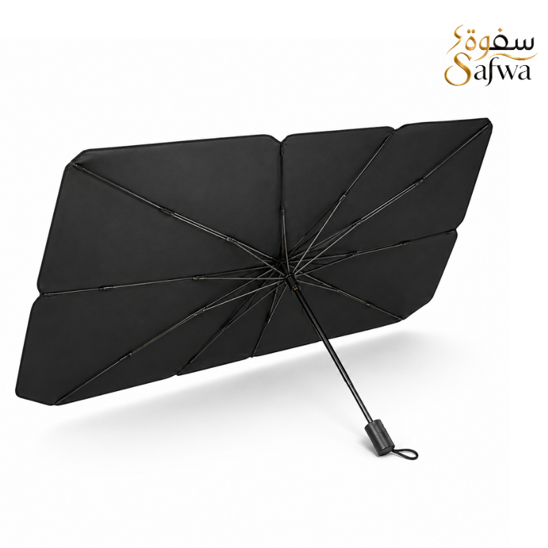 مظلة سوداء قابلة للطي من Safwa Store بتصميم مدمج